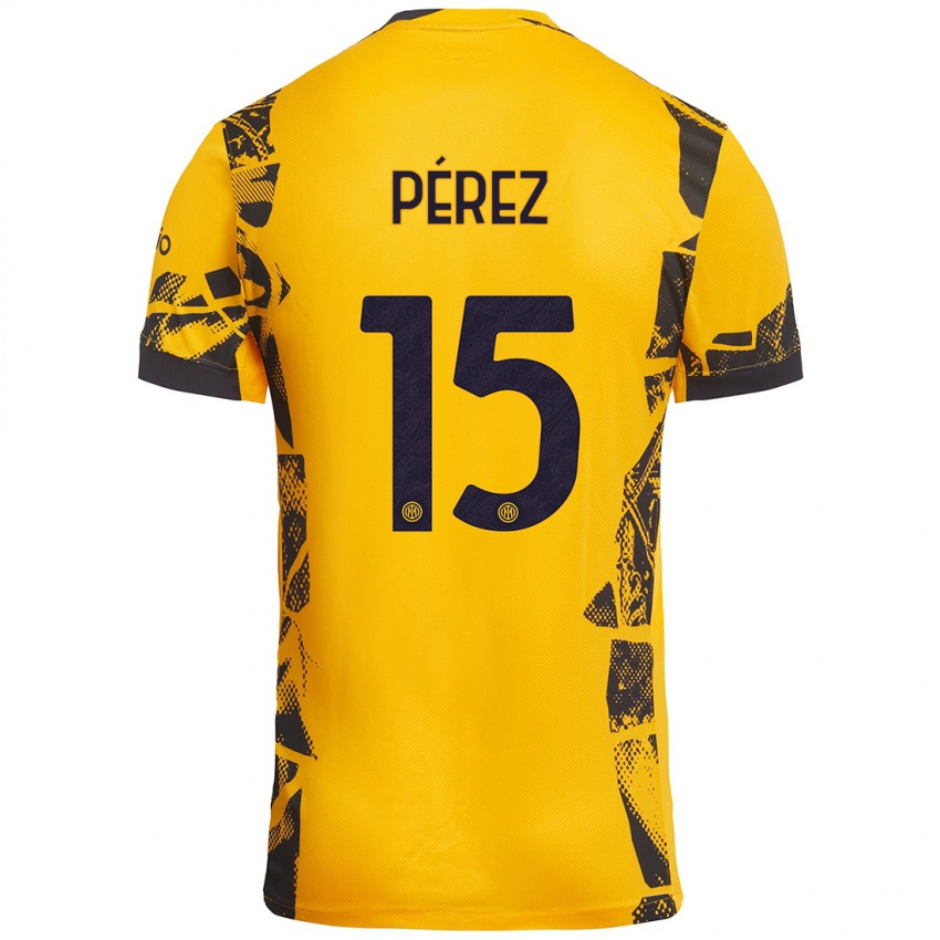 Gyermek Álex Pérez #15 Arany Fekete Harmadik Számú Jersey 2024/25 Mez Póló Ing