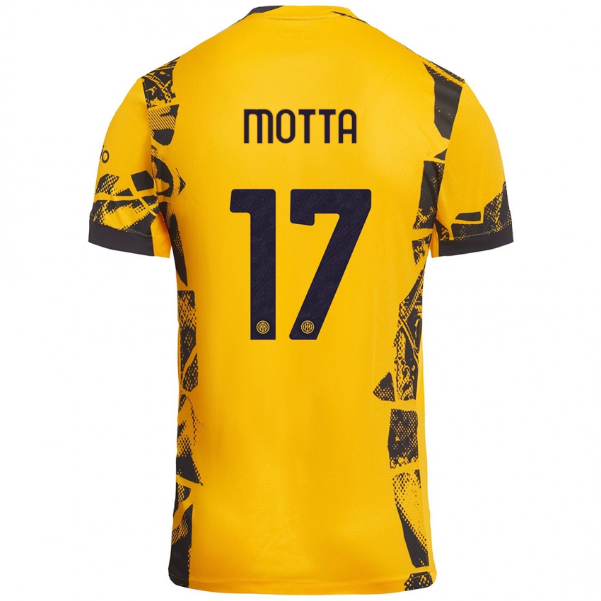 Gyermek Matteo Motta #17 Arany Fekete Harmadik Számú Jersey 2024/25 Mez Póló Ing