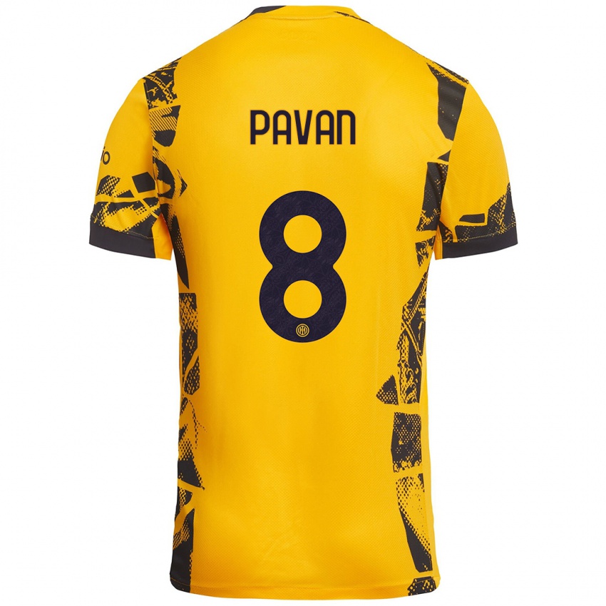 Gyermek Matilde Pavan #8 Arany Fekete Harmadik Számú Jersey 2024/25 Mez Póló Ing