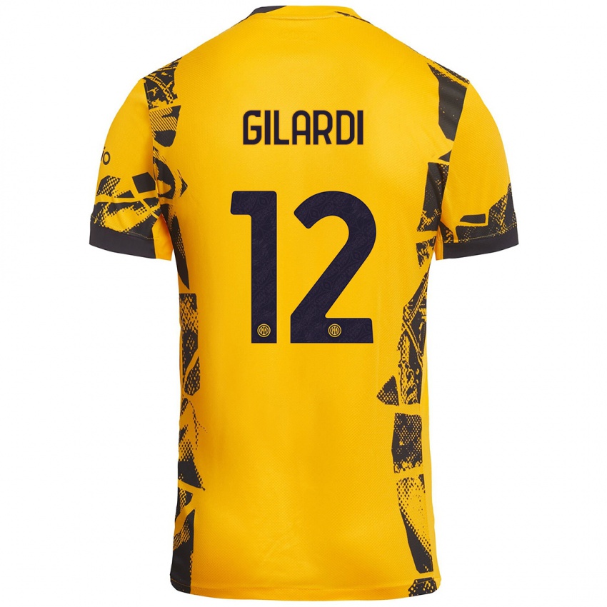 Gyermek Astrid Gilardi #12 Arany Fekete Harmadik Számú Jersey 2024/25 Mez Póló Ing