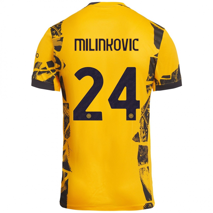 Gyermek Marija Milinković #24 Arany Fekete Harmadik Számú Jersey 2024/25 Mez Póló Ing