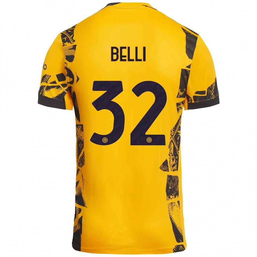 Gyermek Elena Belli #32 Arany Fekete Harmadik Számú Jersey 2024/25 Mez Póló Ing