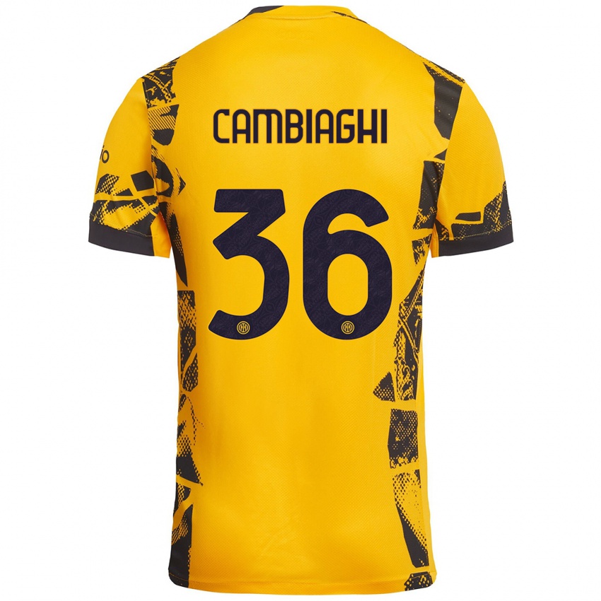 Gyermek Michela Cambiaghi #36 Arany Fekete Harmadik Számú Jersey 2024/25 Mez Póló Ing