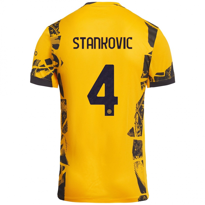 Gyermek Aleksandar Stankovic #4 Arany Fekete Harmadik Számú Jersey 2024/25 Mez Póló Ing