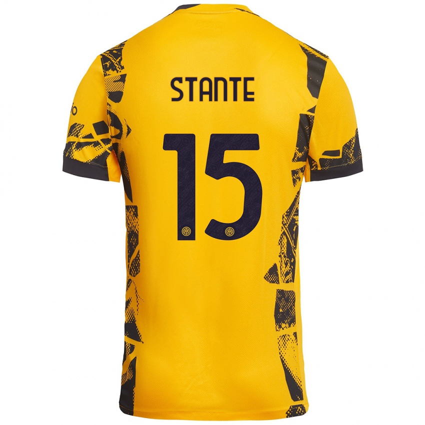 Gyermek Francesco Stante #15 Arany Fekete Harmadik Számú Jersey 2024/25 Mez Póló Ing