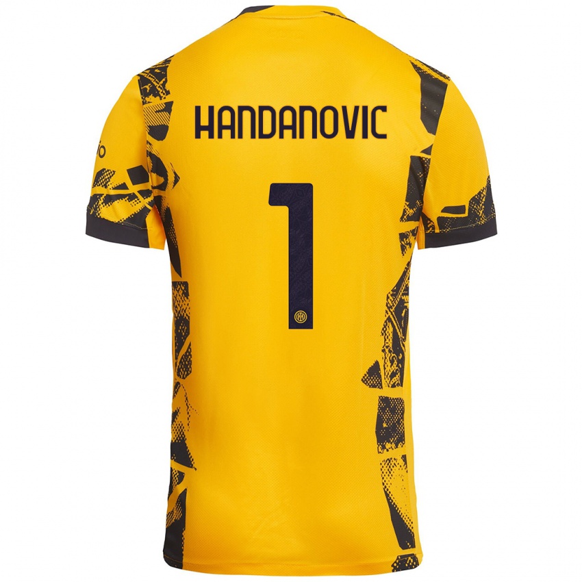 Gyermek Samir Handanovic #1 Arany Fekete Harmadik Számú Jersey 2024/25 Mez Póló Ing