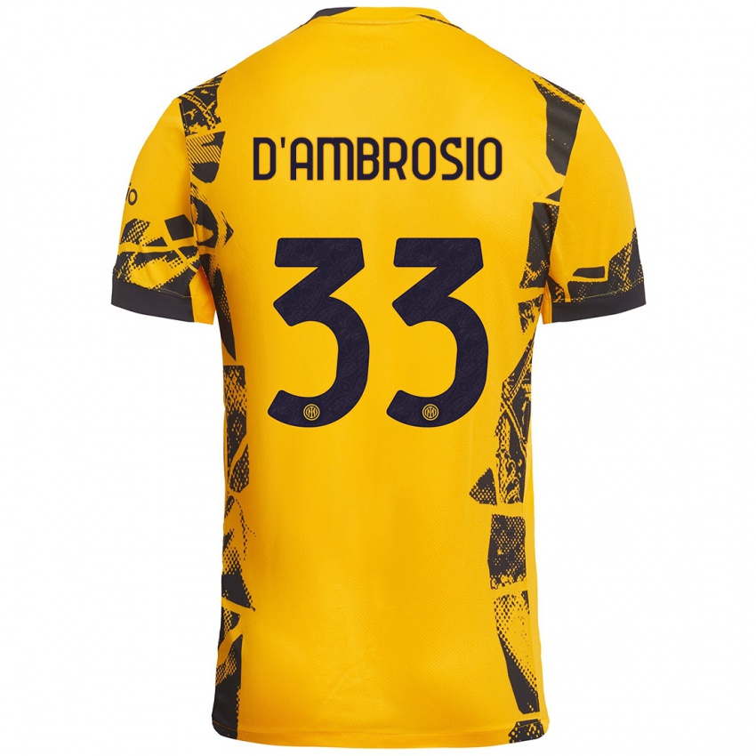 Gyermek Danilo D'ambrosio #33 Arany Fekete Harmadik Számú Jersey 2024/25 Mez Póló Ing