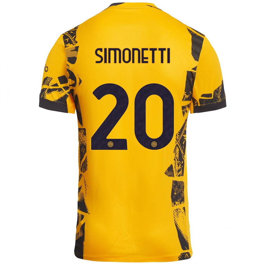 Gyermek Flaminia Simonetti #20 Arany Fekete Harmadik Számú Jersey 2024/25 Mez Póló Ing