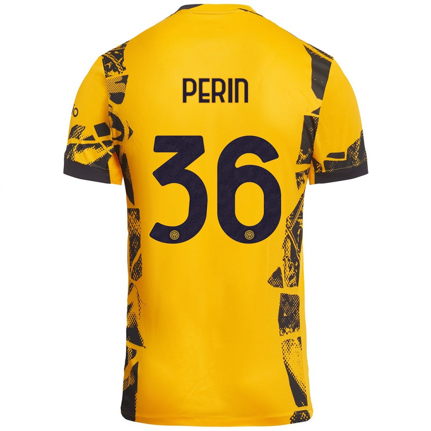 Gyermek Nicolo Perin #36 Arany Fekete Harmadik Számú Jersey 2024/25 Mez Póló Ing