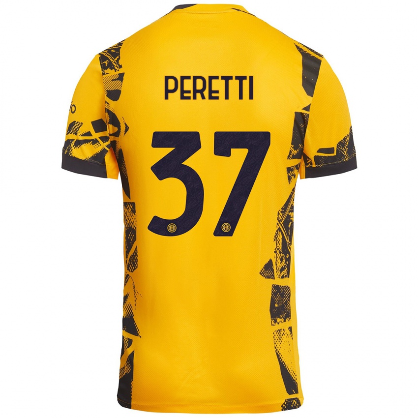 Gyermek Lorenzo Peretti #37 Arany Fekete Harmadik Számú Jersey 2024/25 Mez Póló Ing