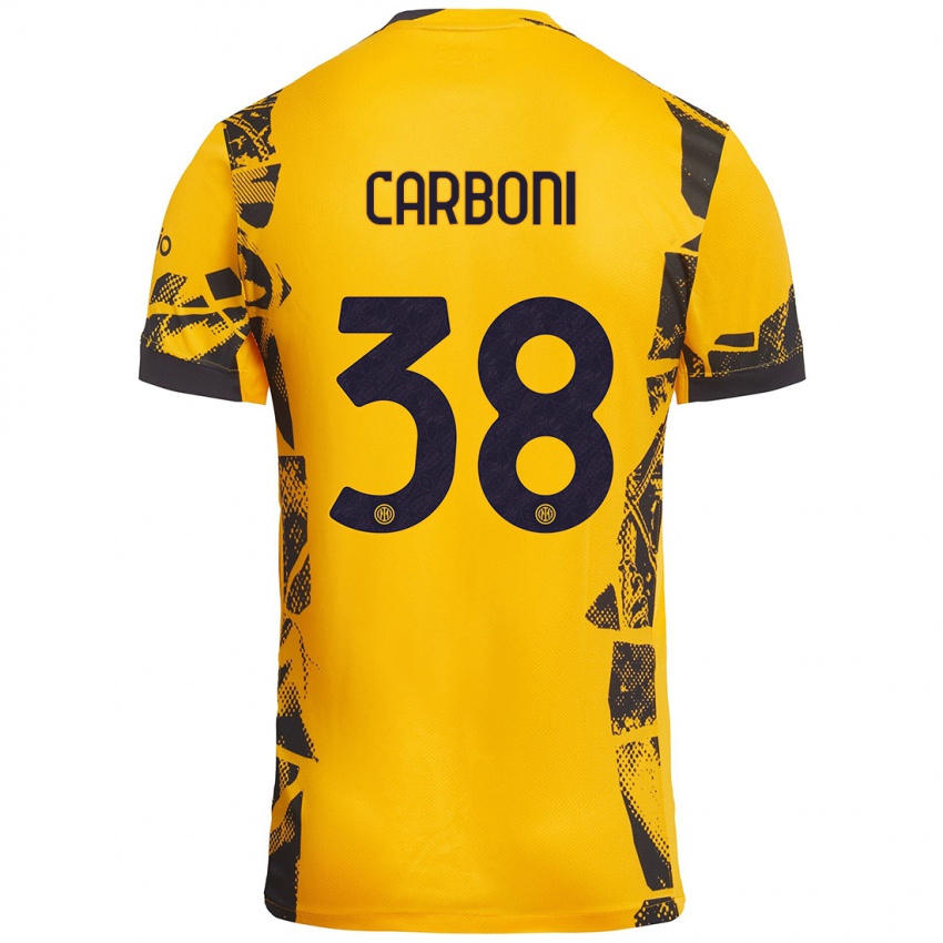 Gyermek Valentin Carboni #38 Arany Fekete Harmadik Számú Jersey 2024/25 Mez Póló Ing