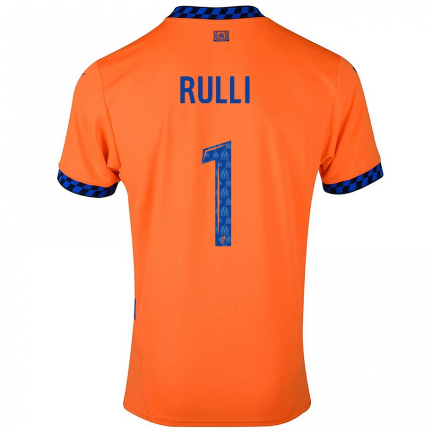 Gyermek Gerónimo Rulli #1 Narancssárga Sötétkék Harmadik Számú Jersey 2024/25 Mez Póló Ing