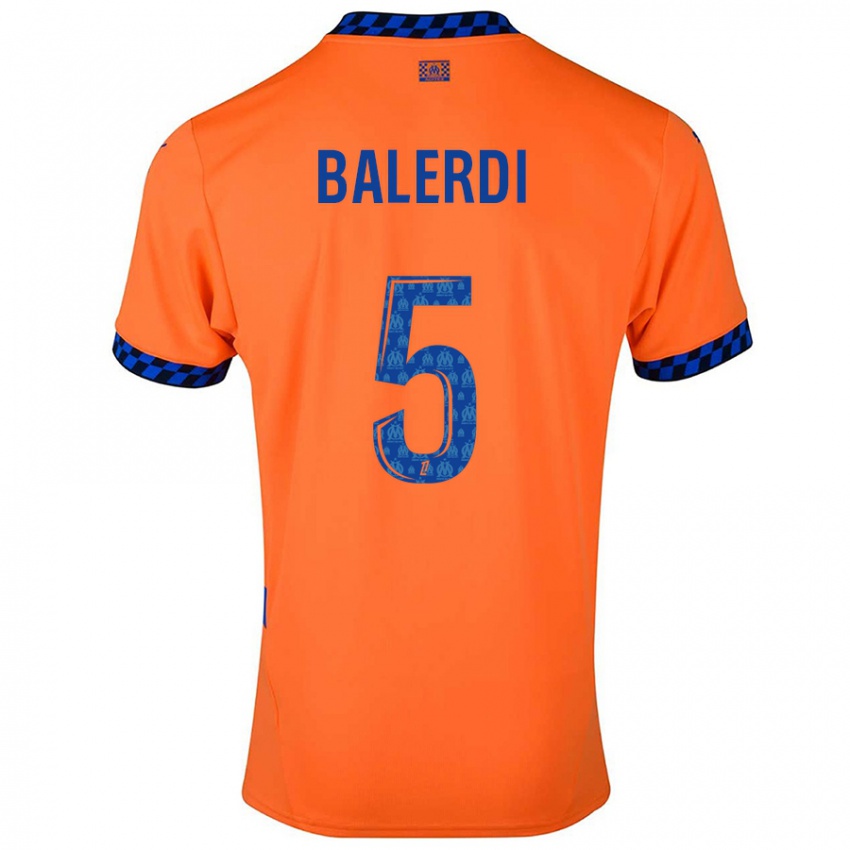 Gyermek Leonardo Balerdi #5 Narancssárga Sötétkék Harmadik Számú Jersey 2024/25 Mez Póló Ing