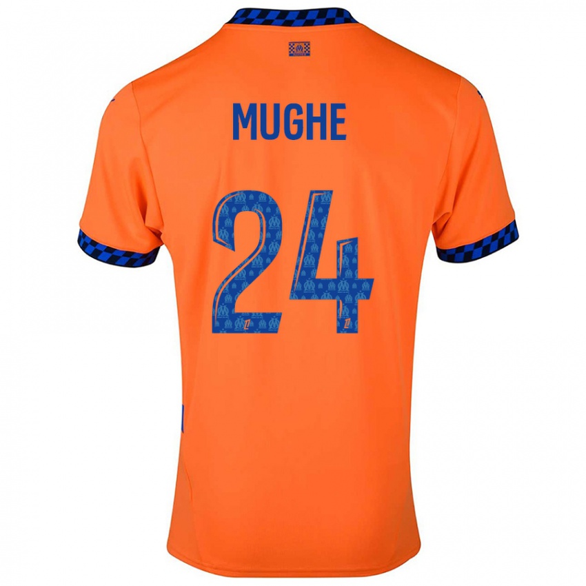 Gyermek François Mughe #24 Narancssárga Sötétkék Harmadik Számú Jersey 2024/25 Mez Póló Ing