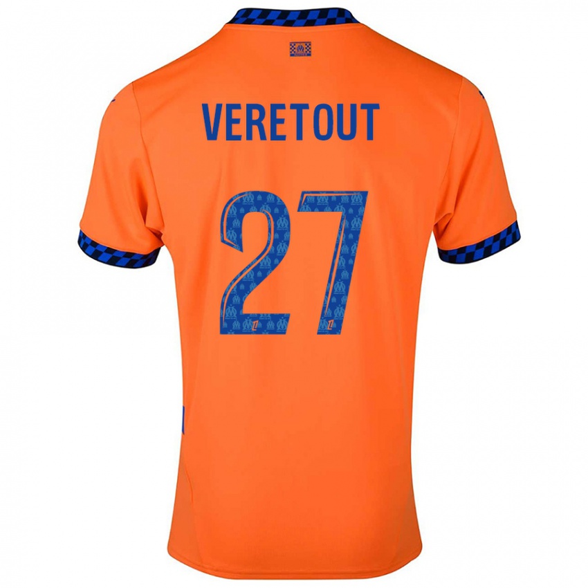 Gyermek Jordan Veretout #27 Narancssárga Sötétkék Harmadik Számú Jersey 2024/25 Mez Póló Ing