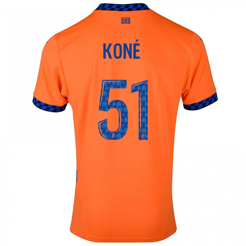 Gyermek Ismaël Koné #51 Narancssárga Sötétkék Harmadik Számú Jersey 2024/25 Mez Póló Ing