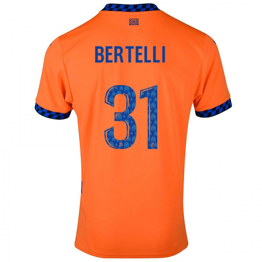 Gyermek Ugo Bertelli #31 Narancssárga Sötétkék Harmadik Számú Jersey 2024/25 Mez Póló Ing