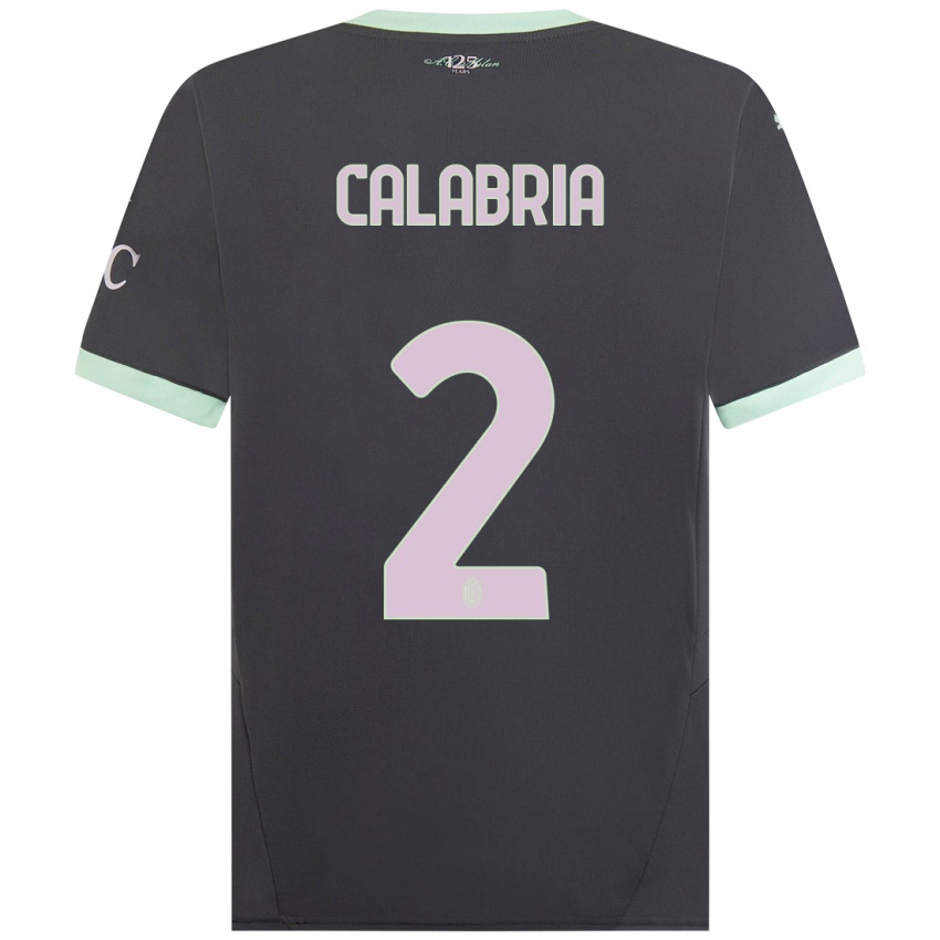 Gyermek Davide Calabria #2 Szürke Harmadik Számú Jersey 2024/25 Mez Póló Ing