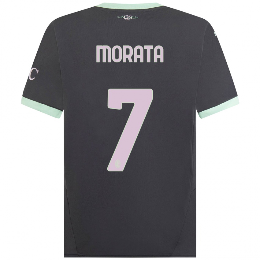 Gyermek Alvaro Morata #7 Szürke Harmadik Számú Jersey 2024/25 Mez Póló Ing