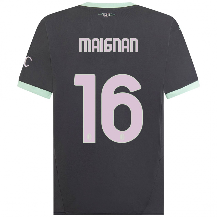 Gyermek Mike Maignan #16 Szürke Harmadik Számú Jersey 2024/25 Mez Póló Ing