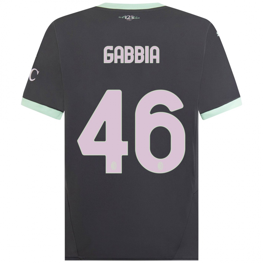 Gyermek Matteo Gabbia #46 Szürke Harmadik Számú Jersey 2024/25 Mez Póló Ing