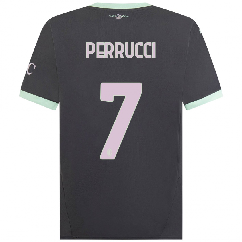 Gyermek Vincenzo Perrucci #7 Szürke Harmadik Számú Jersey 2024/25 Mez Póló Ing