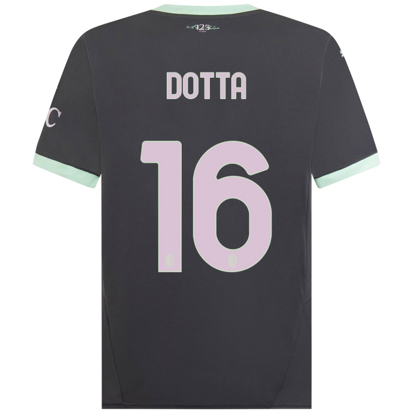 Gyermek Cristiano Dotta #16 Szürke Harmadik Számú Jersey 2024/25 Mez Póló Ing