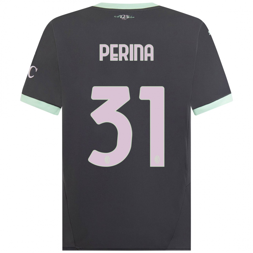 Gyermek Gioele Perina #31 Szürke Harmadik Számú Jersey 2024/25 Mez Póló Ing