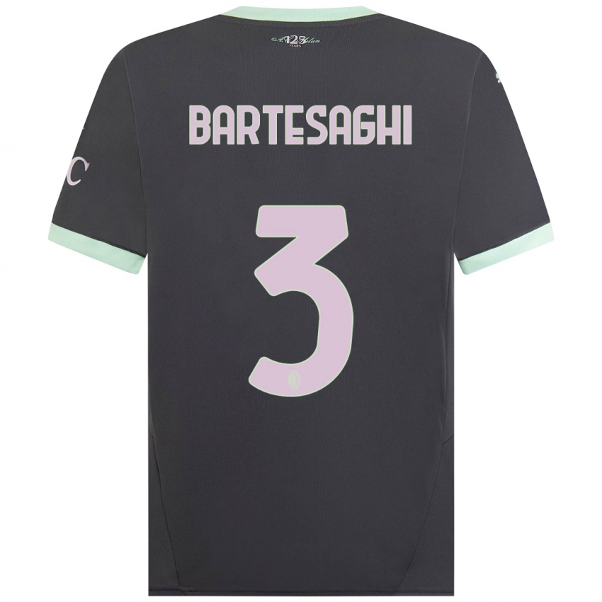 Gyermek Davide Bartesaghi #3 Szürke Harmadik Számú Jersey 2024/25 Mez Póló Ing