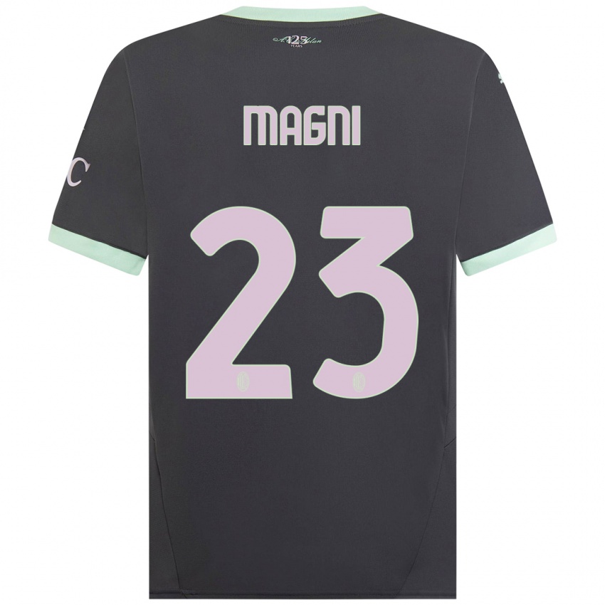 Gyermek Vittorio Magni #23 Szürke Harmadik Számú Jersey 2024/25 Mez Póló Ing