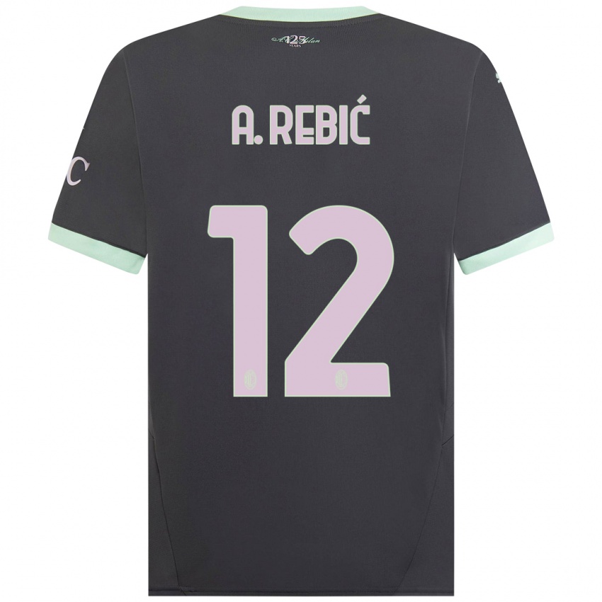 Gyermek Ante Rebic #12 Szürke Harmadik Számú Jersey 2024/25 Mez Póló Ing