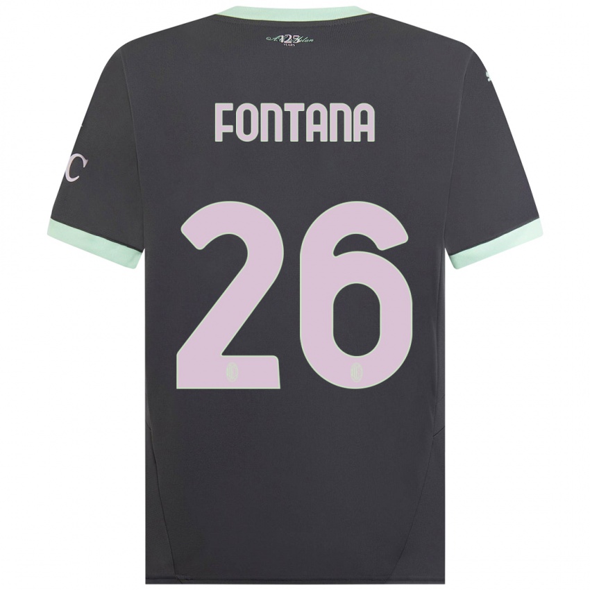 Gyermek Francesco Fontana #26 Szürke Harmadik Számú Jersey 2024/25 Mez Póló Ing