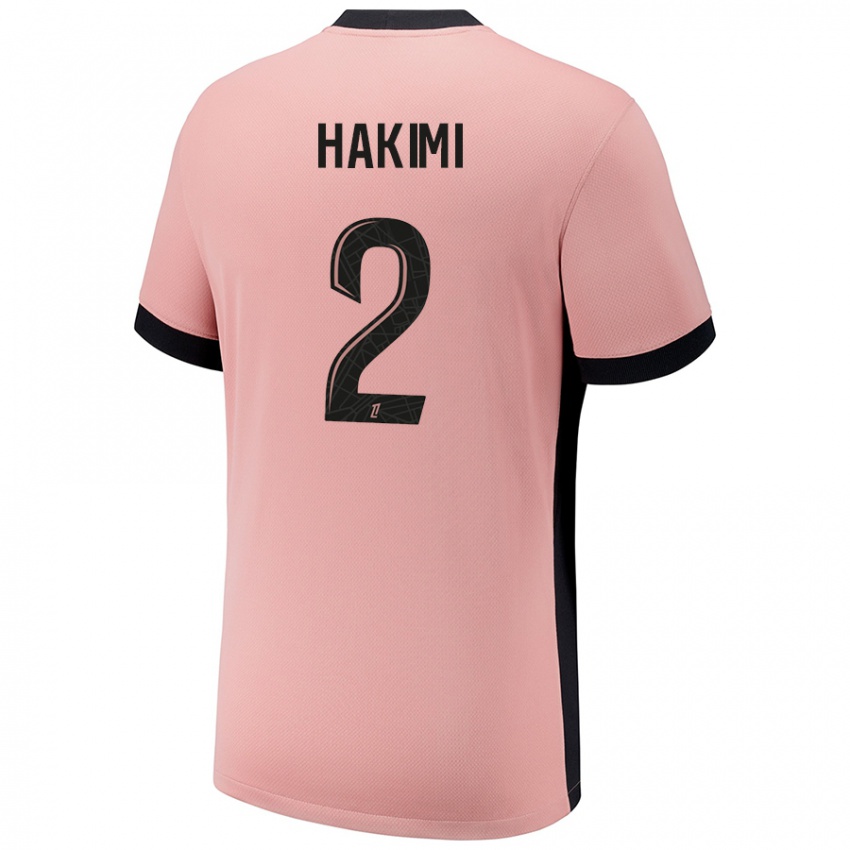 Gyermek Achraf Hakimi #2 Rozsda Rózsaszín Harmadik Számú Jersey 2024/25 Mez Póló Ing