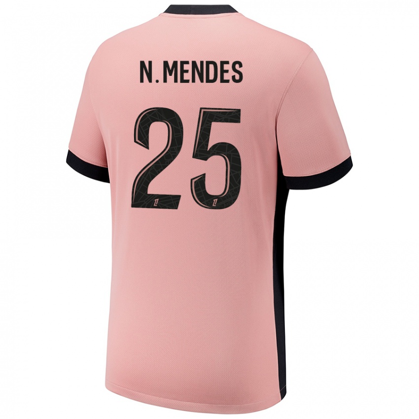 Gyermek Nuno Mendes #25 Rozsda Rózsaszín Harmadik Számú Jersey 2024/25 Mez Póló Ing