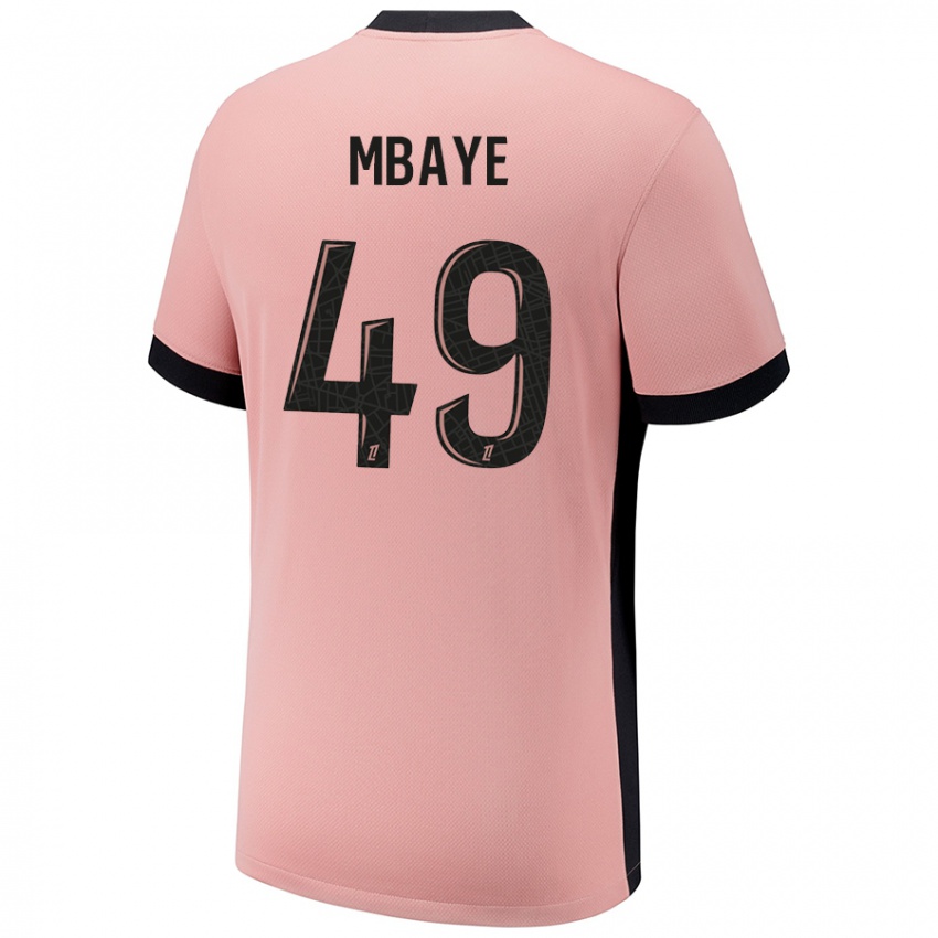 Gyermek Ibrahim Mbaye #49 Rozsda Rózsaszín Harmadik Számú Jersey 2024/25 Mez Póló Ing