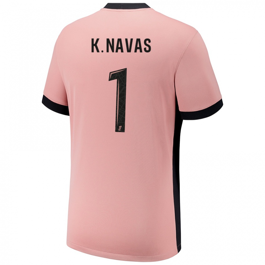 Gyermek Keylor Navas #1 Rozsda Rózsaszín Harmadik Számú Jersey 2024/25 Mez Póló Ing