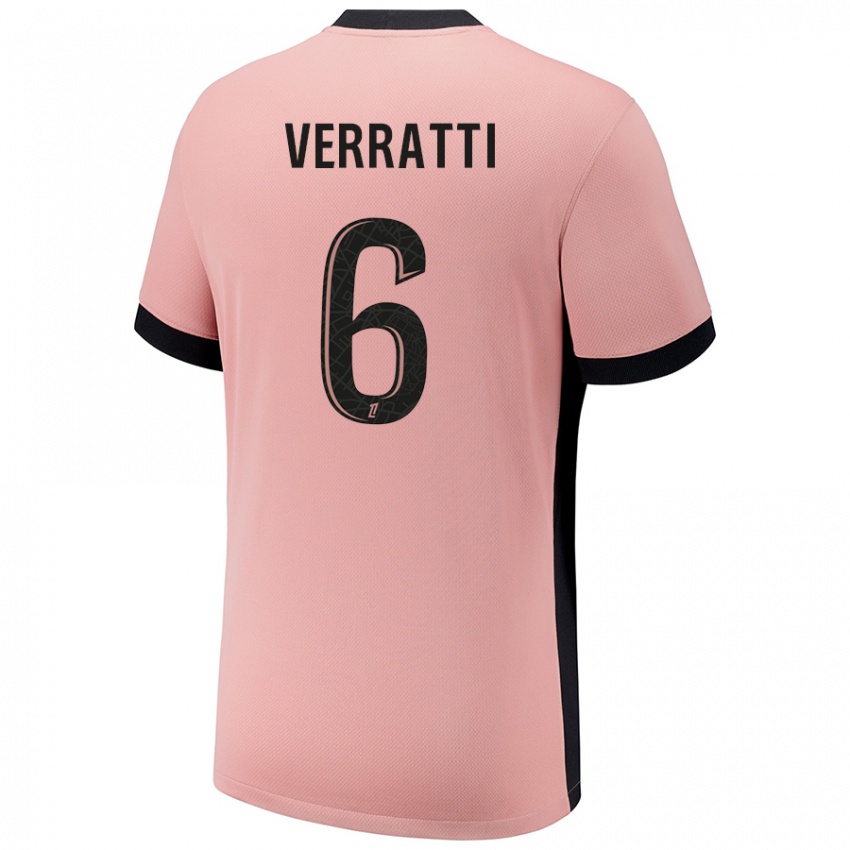 Gyermek Marco Verratti #6 Rozsda Rózsaszín Harmadik Számú Jersey 2024/25 Mez Póló Ing