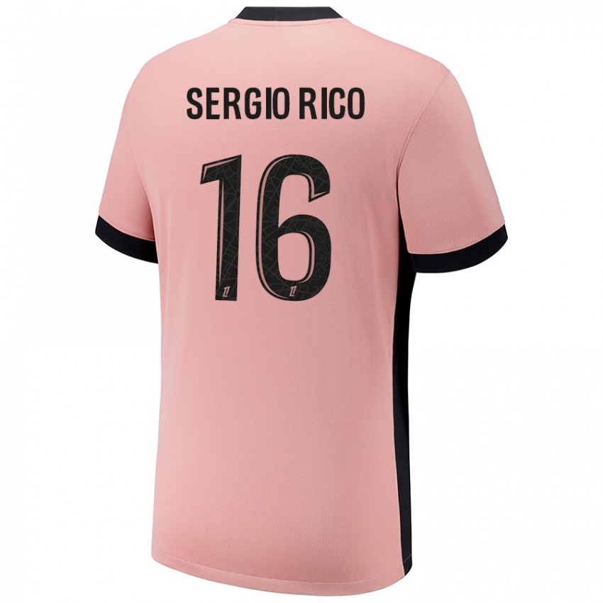 Gyermek Sergio Rico #16 Rozsda Rózsaszín Harmadik Számú Jersey 2024/25 Mez Póló Ing