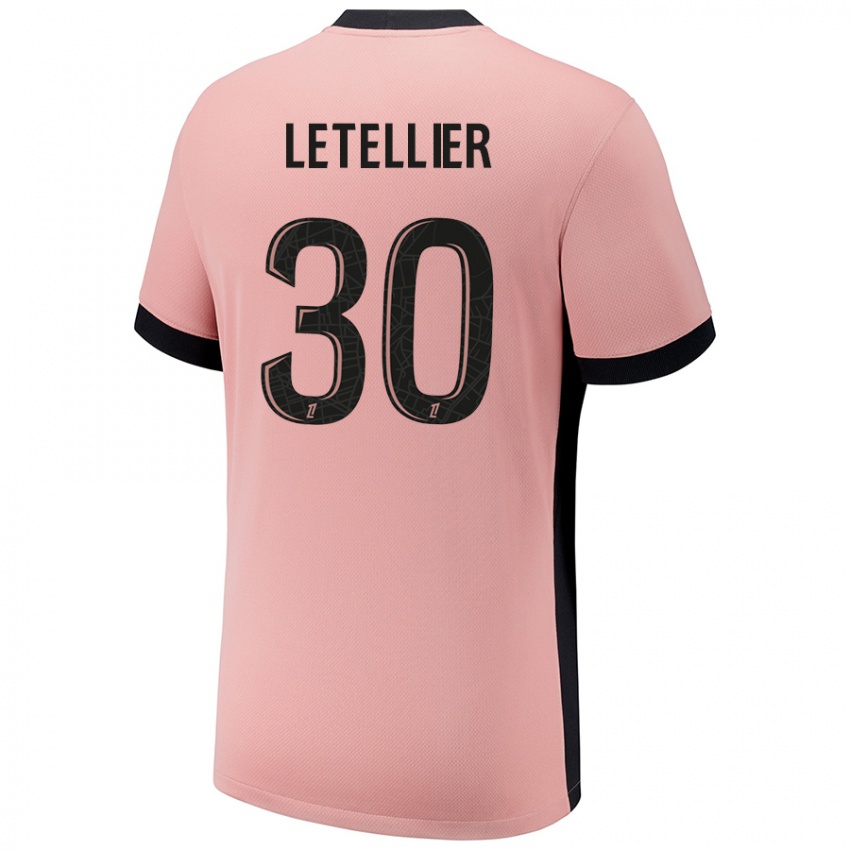 Gyermek Alexandre Letellier #30 Rozsda Rózsaszín Harmadik Számú Jersey 2024/25 Mez Póló Ing