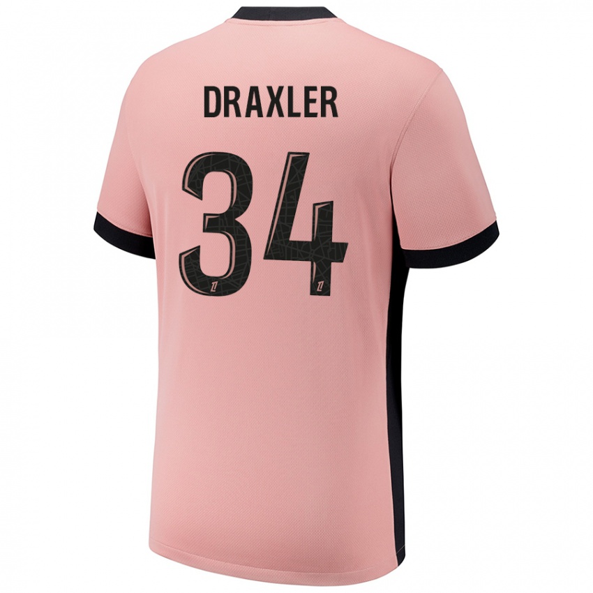 Gyermek Julian Draxler #34 Rozsda Rózsaszín Harmadik Számú Jersey 2024/25 Mez Póló Ing