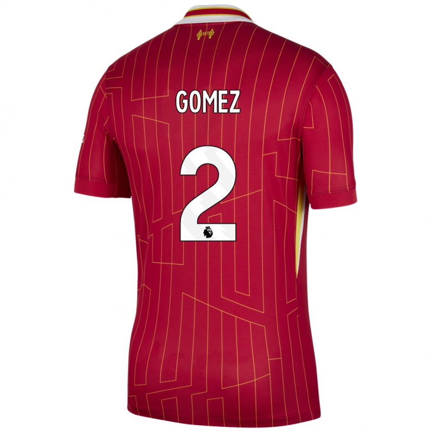 Férfi Joe Gomez #2 Piros Sárga Fehér Hazai Jersey 2024/25 Mez Póló Ing