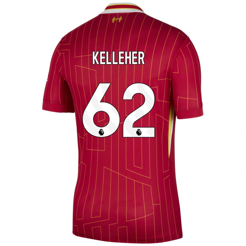 Férfi Caoimhin Kelleher #62 Piros Sárga Fehér Hazai Jersey 2024/25 Mez Póló Ing