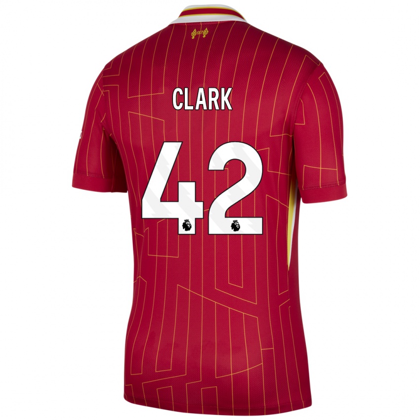 Férfi Bobby Clark #42 Piros Sárga Fehér Hazai Jersey 2024/25 Mez Póló Ing