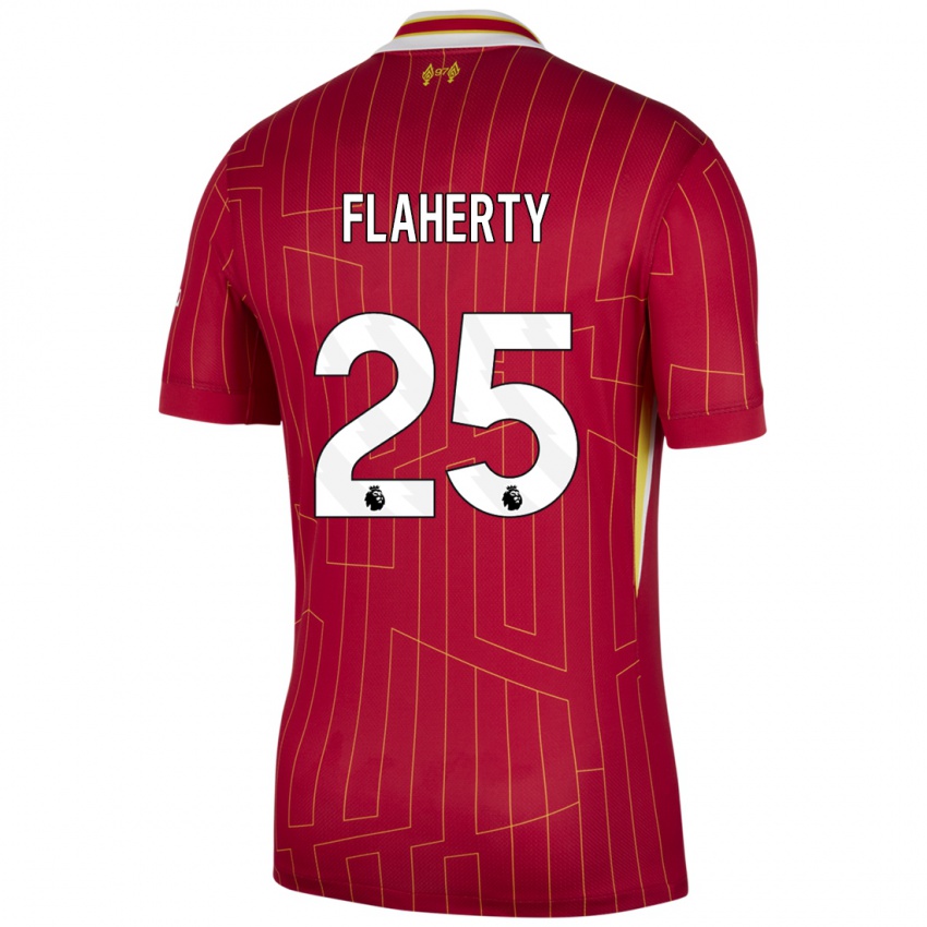 Férfi Gilly Flaherty #25 Piros Sárga Fehér Hazai Jersey 2024/25 Mez Póló Ing