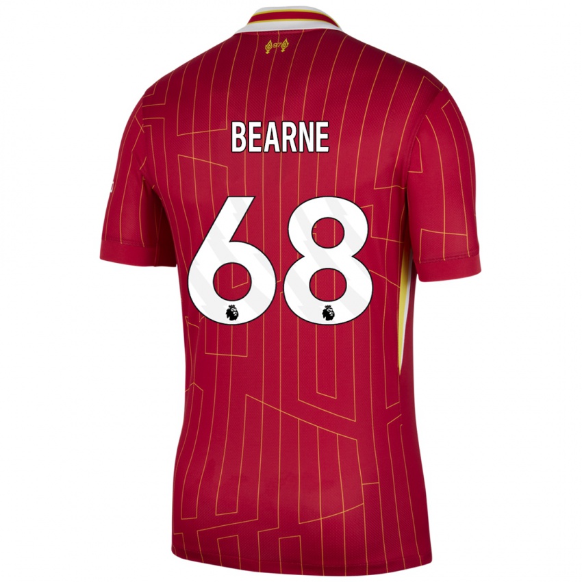 Férfi Jack Bearne #68 Piros Sárga Fehér Hazai Jersey 2024/25 Mez Póló Ing