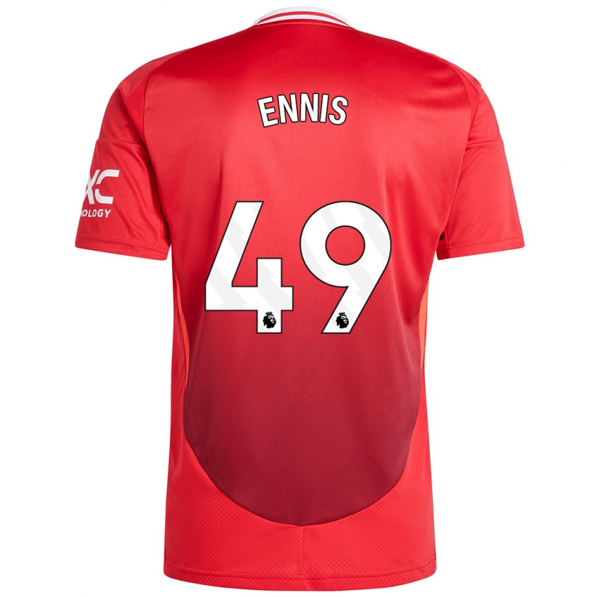 Férfi Ethan Ennis #49 Élénkpiros Hazai Jersey 2024/25 Mez Póló Ing