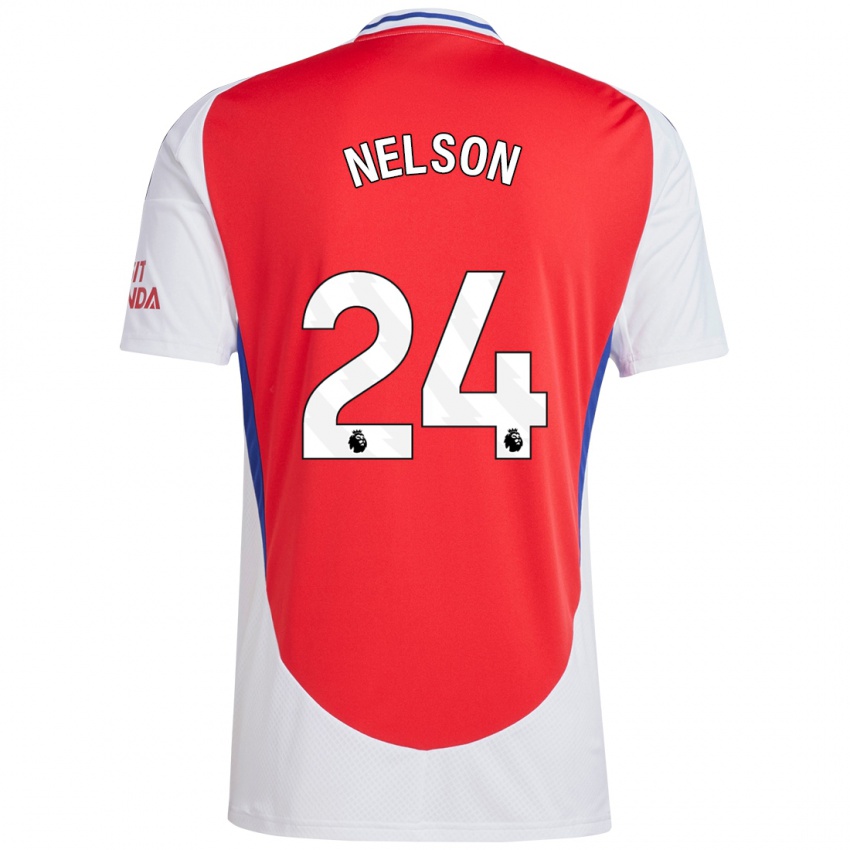 Férfi Reiss Nelson #24 Piros Fehér Hazai Jersey 2024/25 Mez Póló Ing