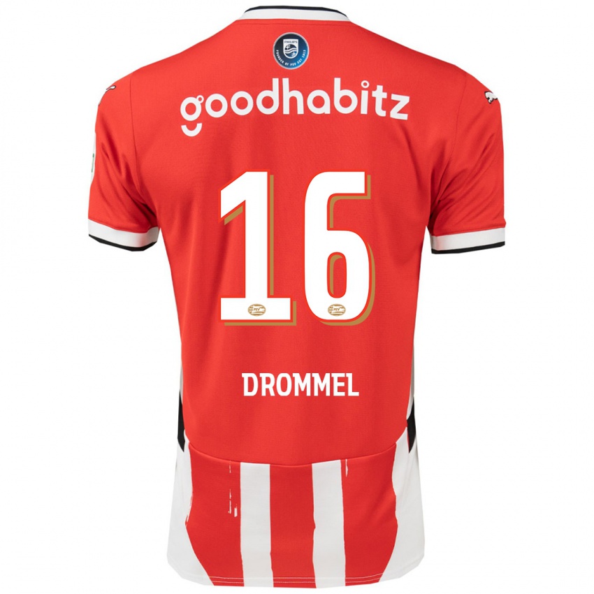 Férfi Joel Drommel #16 Piros Fehér Hazai Jersey 2024/25 Mez Póló Ing