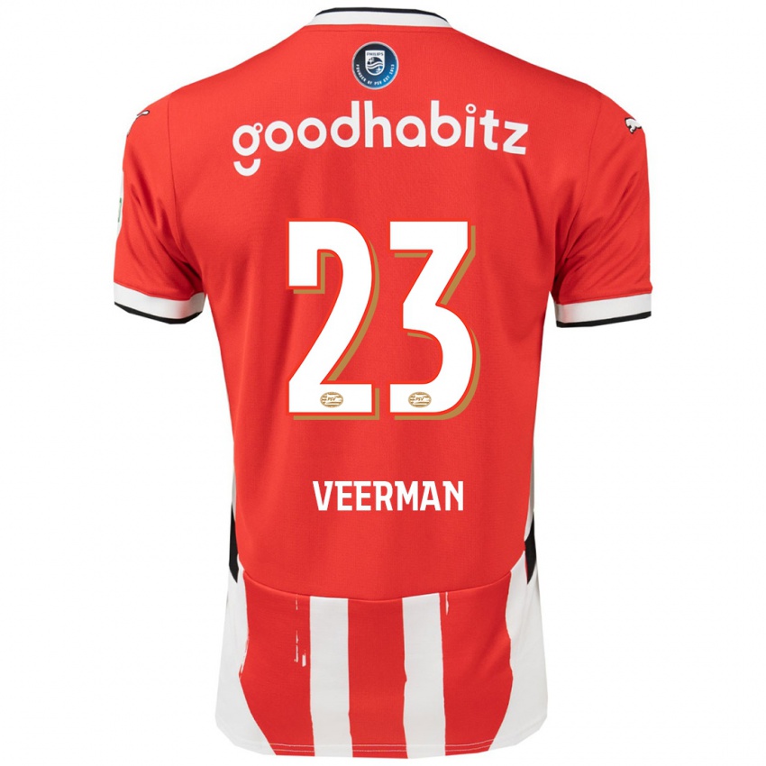 Férfi Joey Veerman #23 Piros Fehér Hazai Jersey 2024/25 Mez Póló Ing