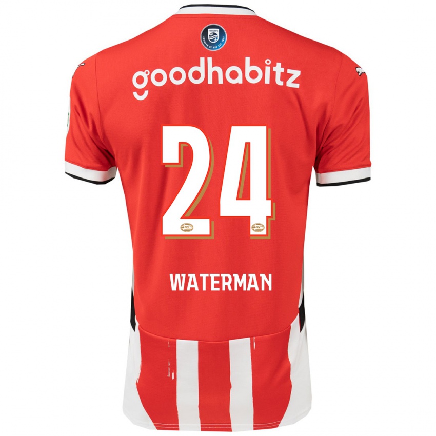 Férfi Boy Waterman #24 Piros Fehér Hazai Jersey 2024/25 Mez Póló Ing